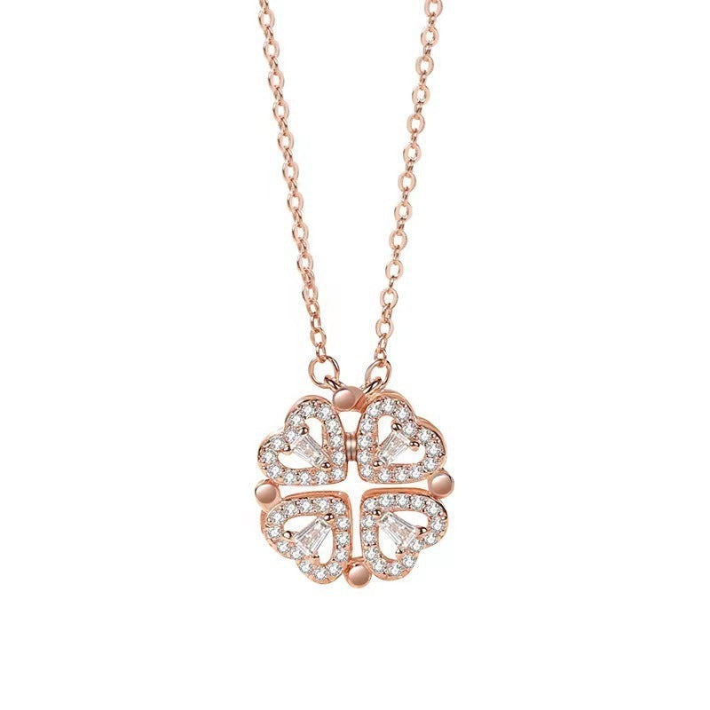 Four-leaf Heart Clover Double-wear Necklace