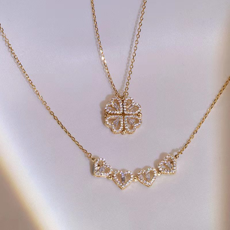 Four-leaf Heart Clover Double-wear Necklace