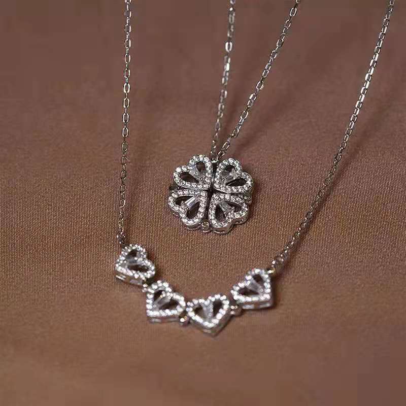 Four-leaf Heart Clover Double-wear Necklace