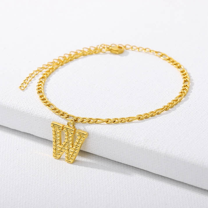 Initial Gold Letter Anklet Alphabet Pendants Jewelry