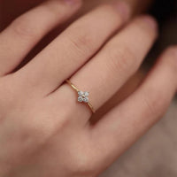 Four-leaf Clover Micro-inlaid Zircon Ring- Diamond Style