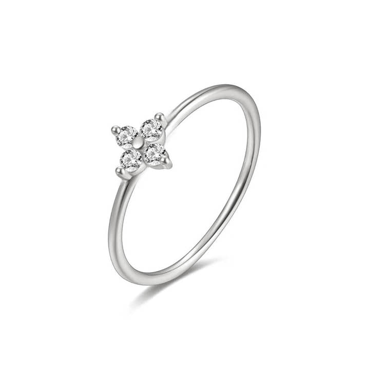 Four-leaf Clover Micro-inlaid Zircon Ring- Diamond Style