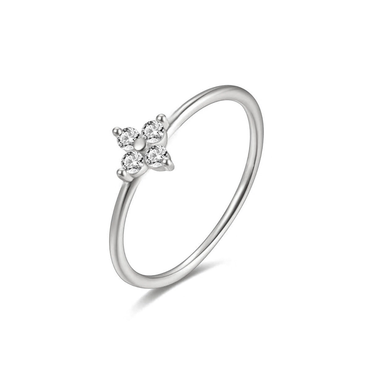 Four-leaf Clover Micro-inlaid Zircon Ring- Diamond Style