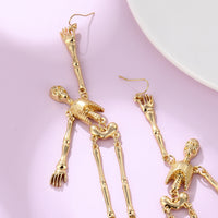 Fashionable Metal Skull Skeleton Pendant Earrings