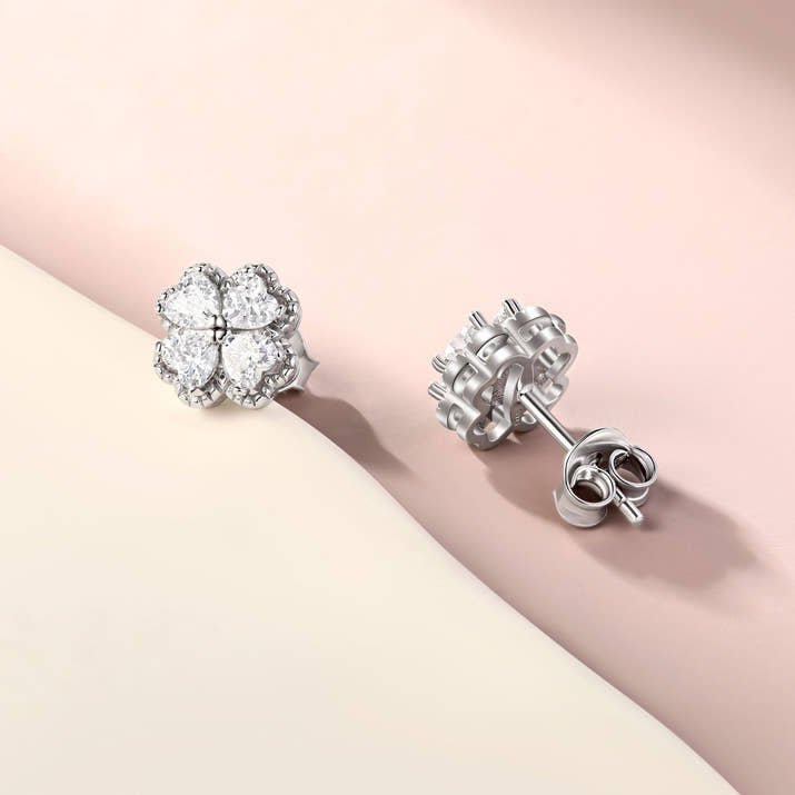 Love Four Clover Zircon Earrings- Diamond Style