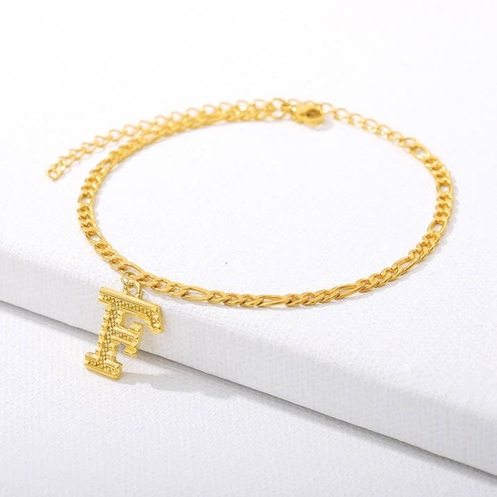Initial Gold Letter Anklet Alphabet Pendants Jewelry