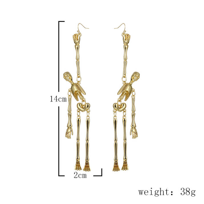 Fashionable Metal Skull Skeleton Pendant Earrings