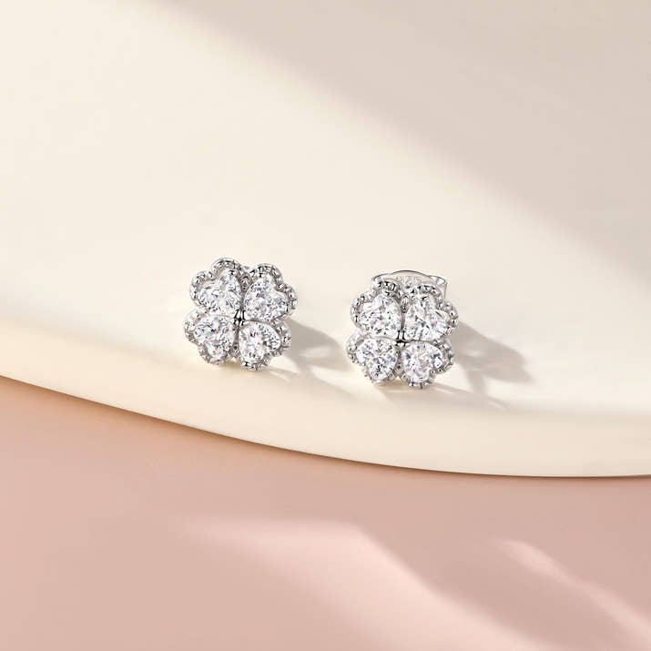 Love Four Clover Zircon Earrings- Diamond Style