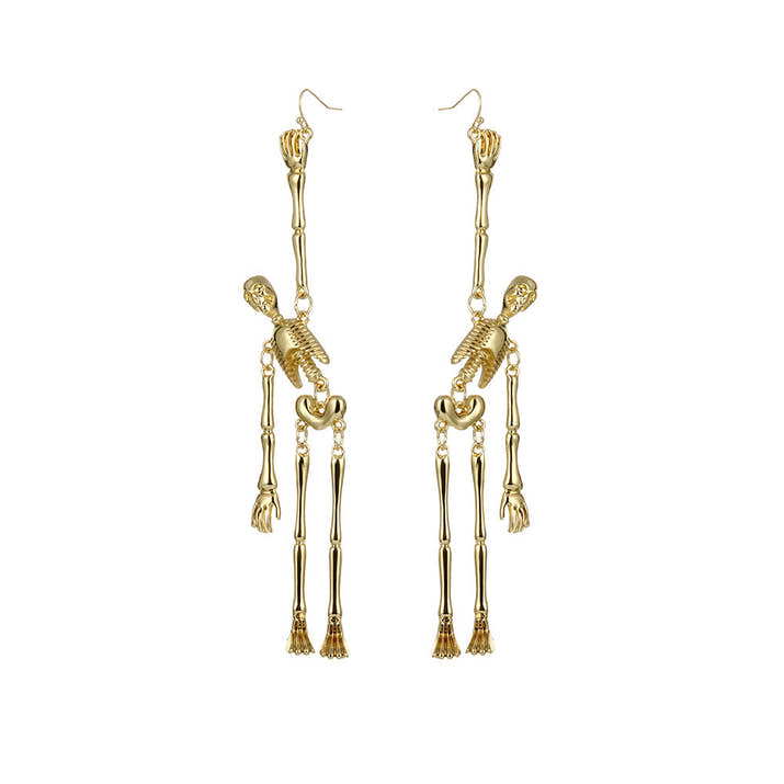 Fashionable Metal Skull Skeleton Pendant Earrings