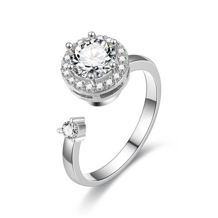 Women Rings Flowers Anxiety Rings For Women Fidget Spinner Ring Jewelry