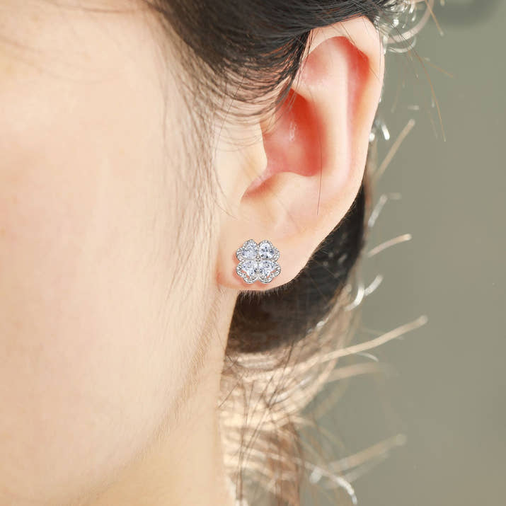 Love Four Clover Zircon Earrings- Diamond Style